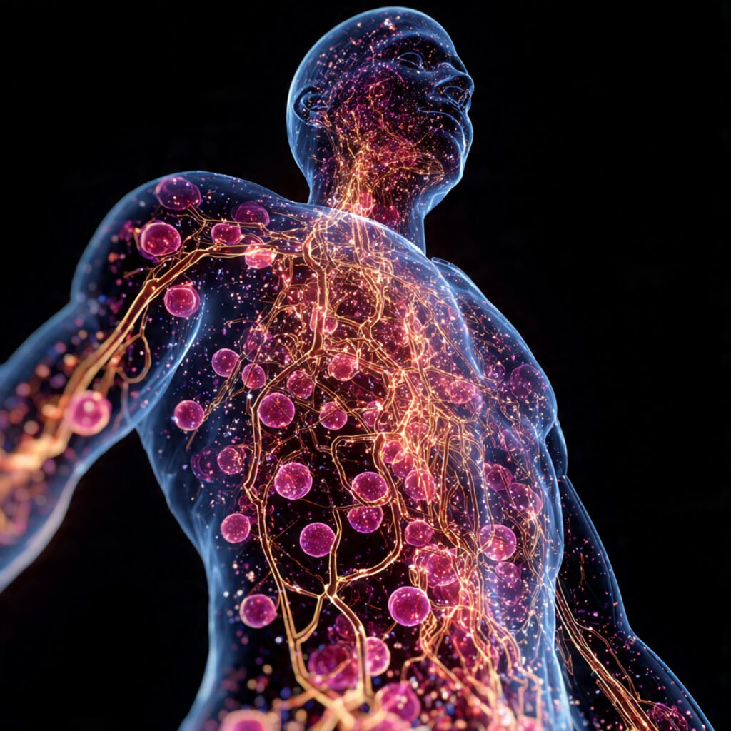 an artistic x ray of a standing human figure illus